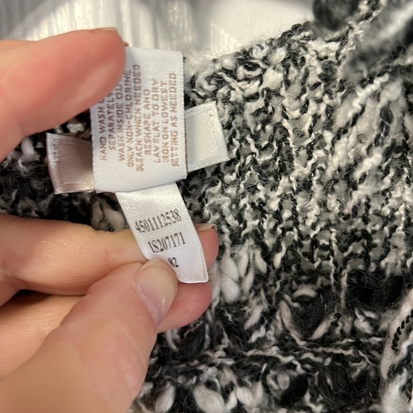 Chicos Black White Marled Fringe Vest Open Long Knit Sweater Cardigan Duster S - Picture 12 of 14
